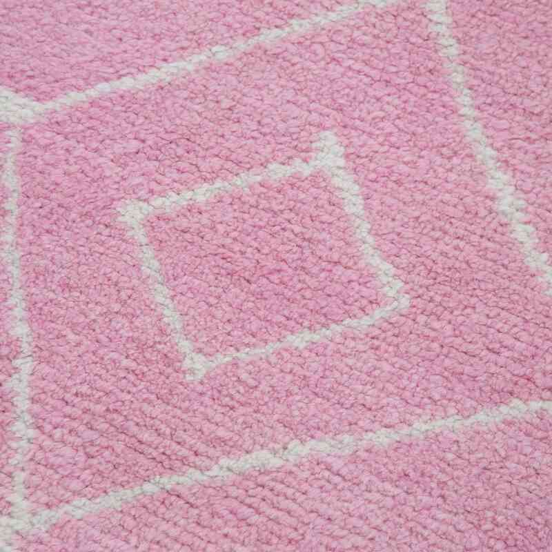 Pink New Moroccan Style Hand-Knotted Wool Runner Rug - 2' 11" x 9' 10" (35 in. x 118 in.) - K0039318