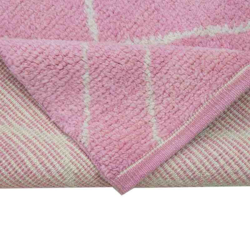Pink New Moroccan Style Hand-Knotted Wool Runner Rug - 2' 11" x 9' 10" (35 in. x 118 in.) - K0039318