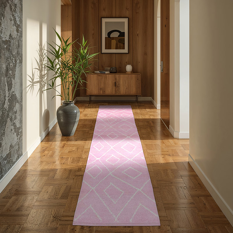 Pembe Fas Stili Yeni Tülü Yolluk - 90 cm x 300 cm - K0039318