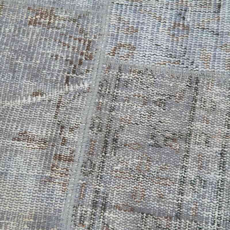 Gri Yuvarlak Boyalı Patchwork Halı - 114 cm x 114 cm - K0039410