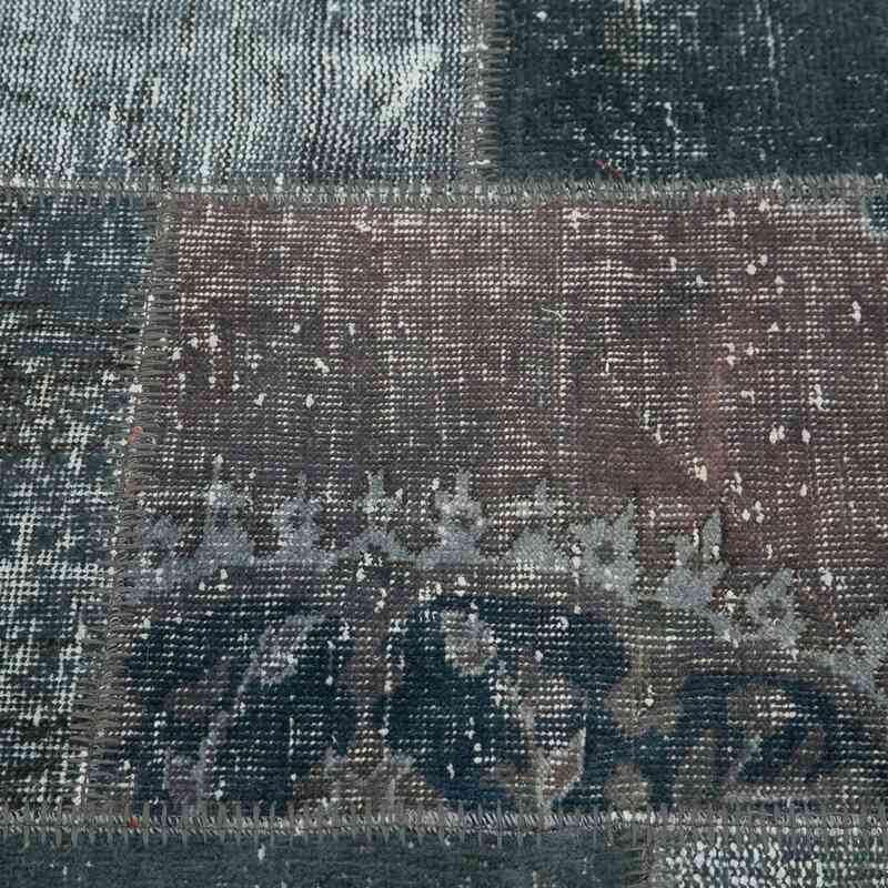 Gri Yuvarlak Boyalı Patchwork Halı - 154 cm x 154 cm - K0039416