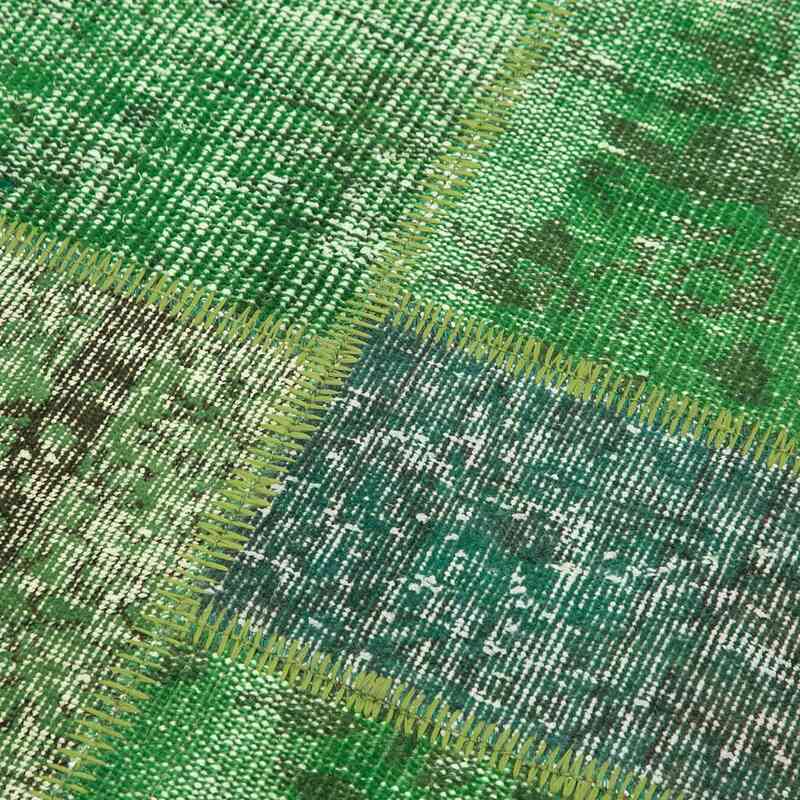 Yeşil Yuvarlak Boyalı Patchwork Halı - 153 cm x 153 cm - K0039426