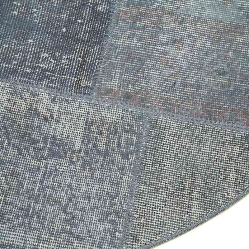 Blue Round Patchwork Hand-Knotted Turkish Rug - 4' 6" x 4' 6" (54 in. x 54 in.) - K0039439