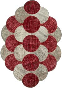 Çok Renkli Yuvarlak Boyalı Patchwork Halı - 170 cm x 263 cm