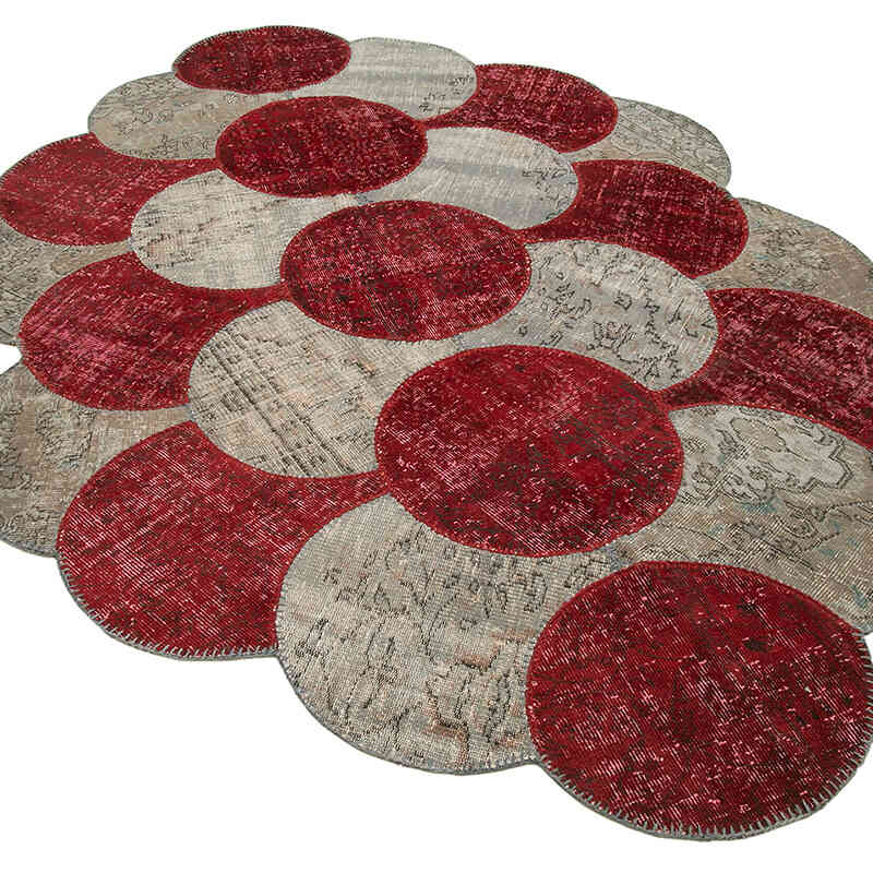 Multicolor Alfombra De Retazos Turca Sobre-Teñida - 170 cm x 263 cm - K0039442