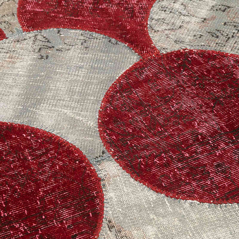 Multicolor Alfombra De Retazos Turca Sobre-Teñida - 170 cm x 263 cm - K0039442