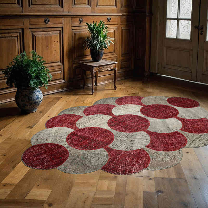 Multicolor Alfombra De Retazos Turca Sobre-Teñida - 170 cm x 263 cm - K0039442