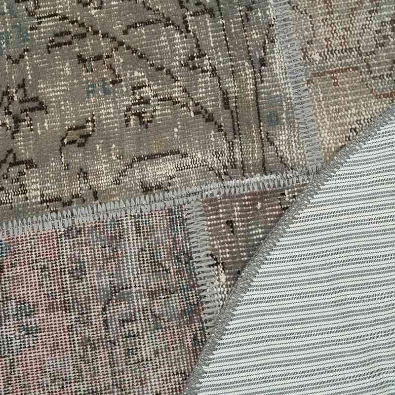 Grey Round Patchwork Hand-Knotted Turkish Rug - 5' 1" x 5' 1" (61 in. x 61 in.) - K0039455