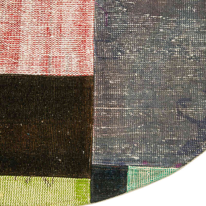 Çok Renkli Yuvarlak Boyalı Patchwork Halı - 150 cm x 150 cm - K0039492