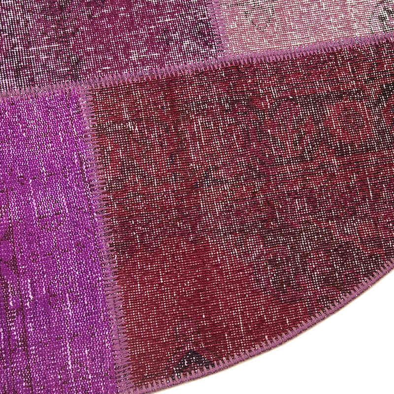 Mor Yuvarlak Boyalı Patchwork Halı - 190 cm x 190 cm - K0039500