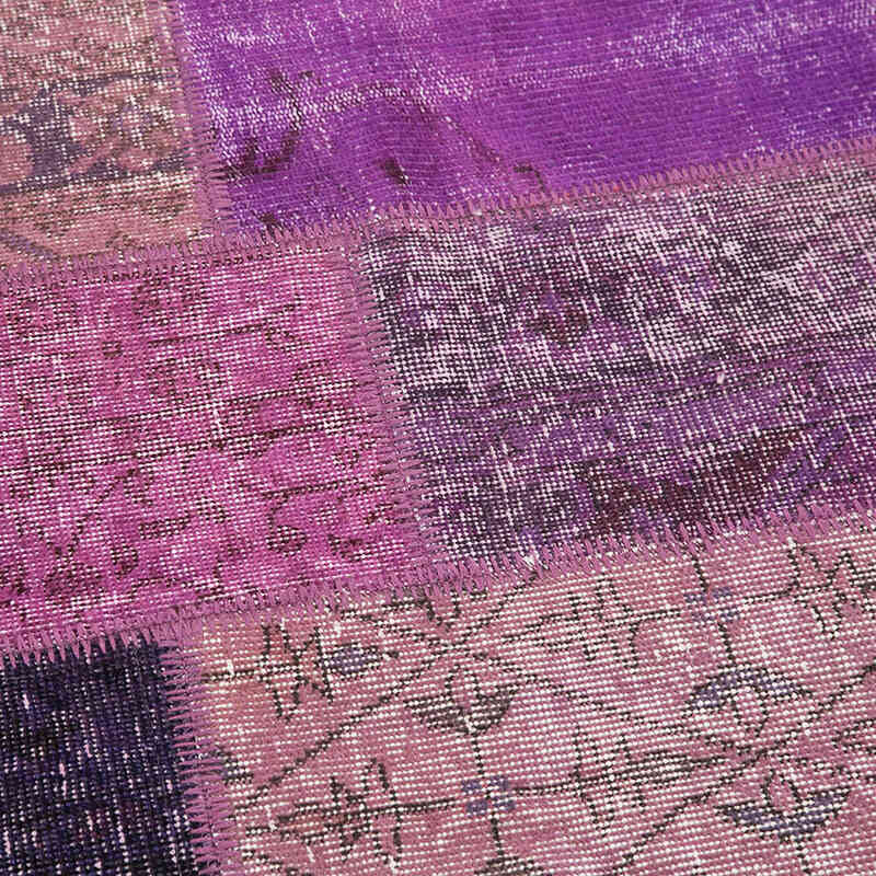 Mor Yuvarlak Boyalı Patchwork Halı - 190 cm x 190 cm - K0039500