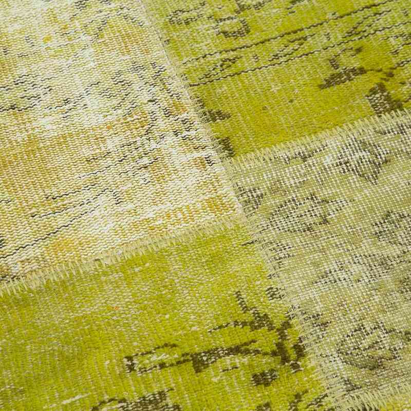 Yellow Round Patchwork Hand-Knotted Turkish Rug - 4' 10" x 4' 10" (58 in. x 58 in.) - K0039506
