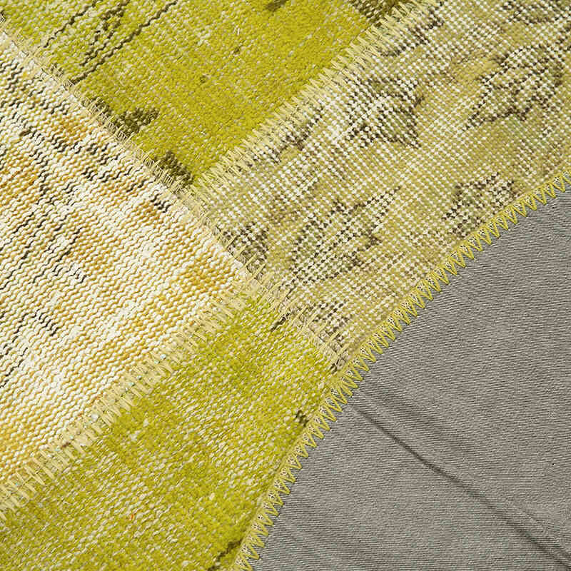 Amarillo Alfombra De Retazos Turca Sobre-Teñida - 147 cm x 147 cm - K0039506
