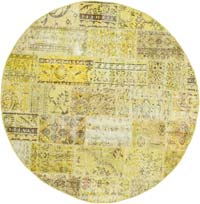 Yuvarlak Boyalı Patchwork Halı - 195 cm x 195 cm