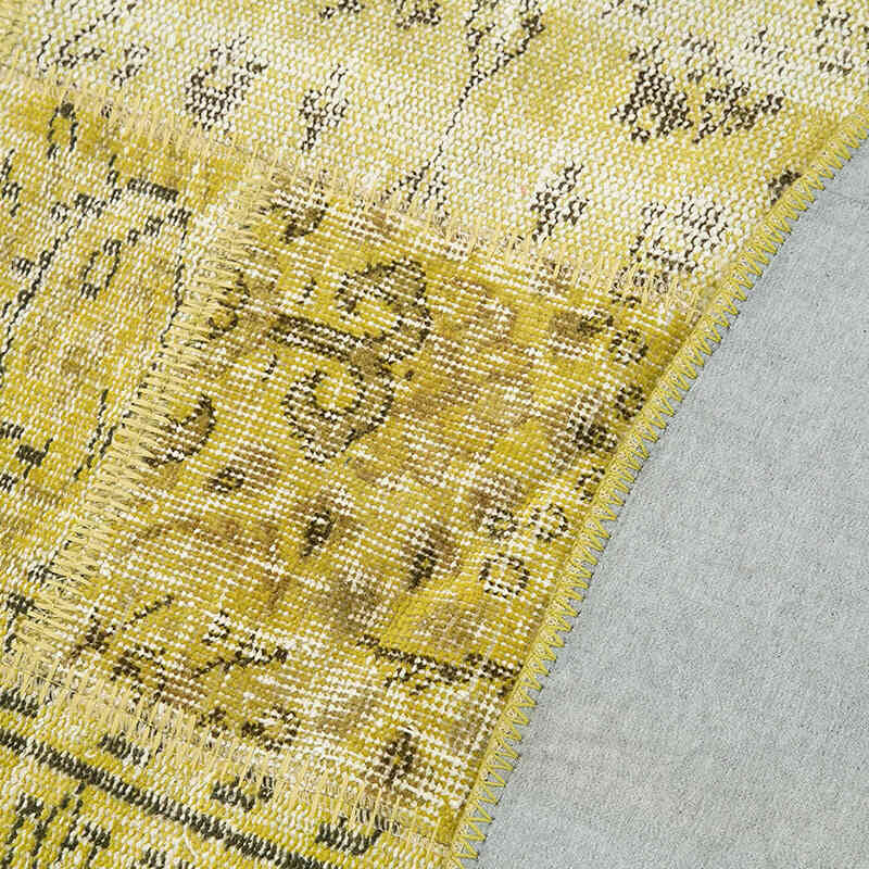 Round Patchwork Hand-Knotted Turkish Rug - 6' 5" x 6' 5" (77" x 77") - K0039511