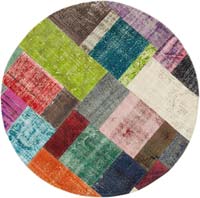 Multicolor Alfombra De Retazos Turca Sobre-Teñida - 150 cm x 150 cm