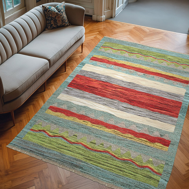 New Turkish Handwoven Kilim Rug - 6' 7" x 9' 7" (79" x 115") - K0039549