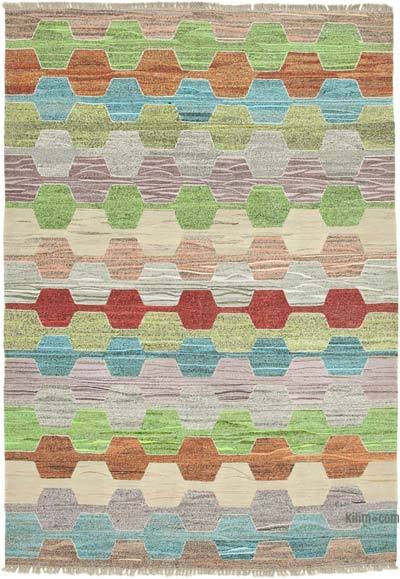 New Contemporary Handwoven Kilim Rug - 6' 9" x 9' 10" (81 in. x 118 in.) - Vintage Yarn