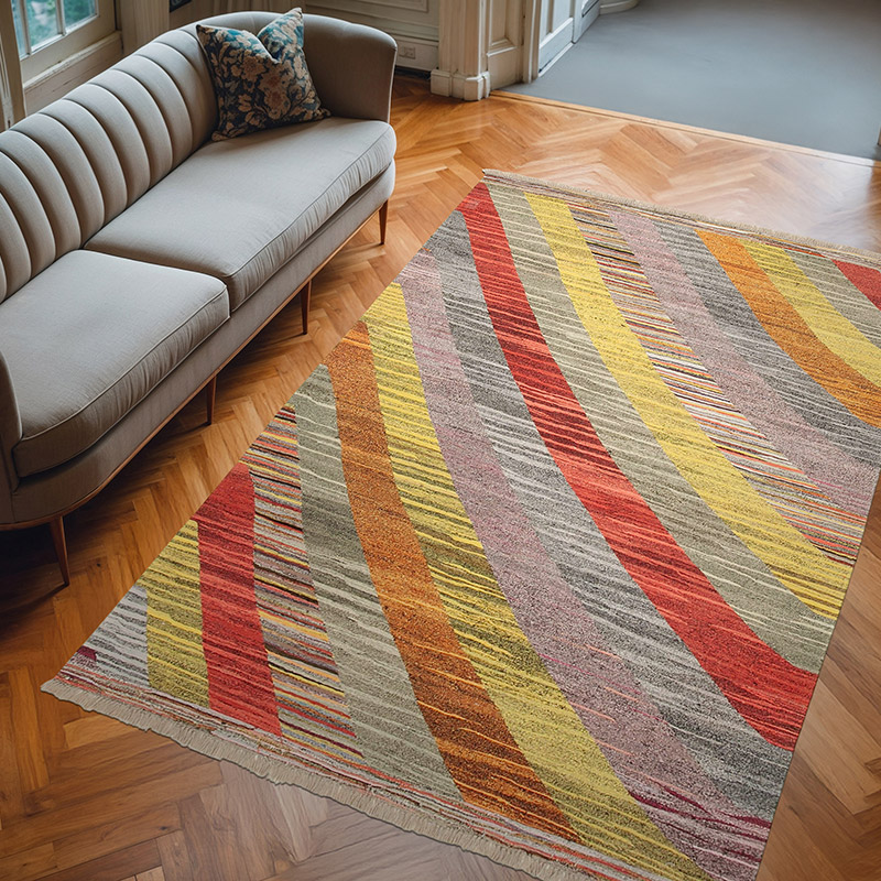 New Turkish Handwoven Kilim Rug - 7' 1" x 10' 6" (85" x 126") - K0039556