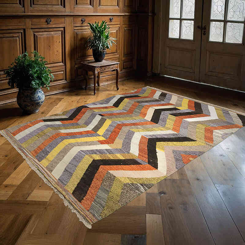 New Turkish Handwoven Kilim Rug - 5' 9" x 8' 2" (69" x 98") - K0039561