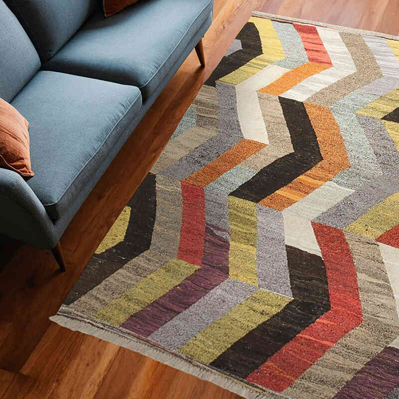 New Turkish Handwoven Kilim Rug - 5' 11" x 8'  (71" x 96") - K0039565