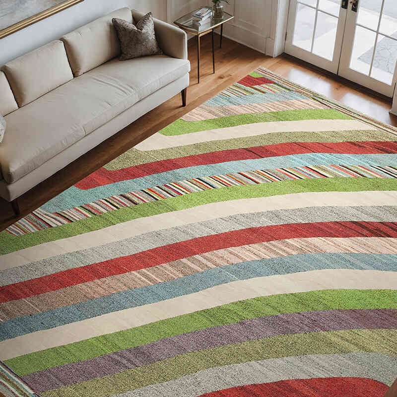 New Contemporary Handwoven Kilim Rug - 8' 7" x 10' 9" (103" x 129") - Vintage Yarn - K0039666