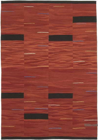 Red New Contemporary Handwoven Kilim Rug - 5' 9" x 8' 5" (69 in. x 101 in.)