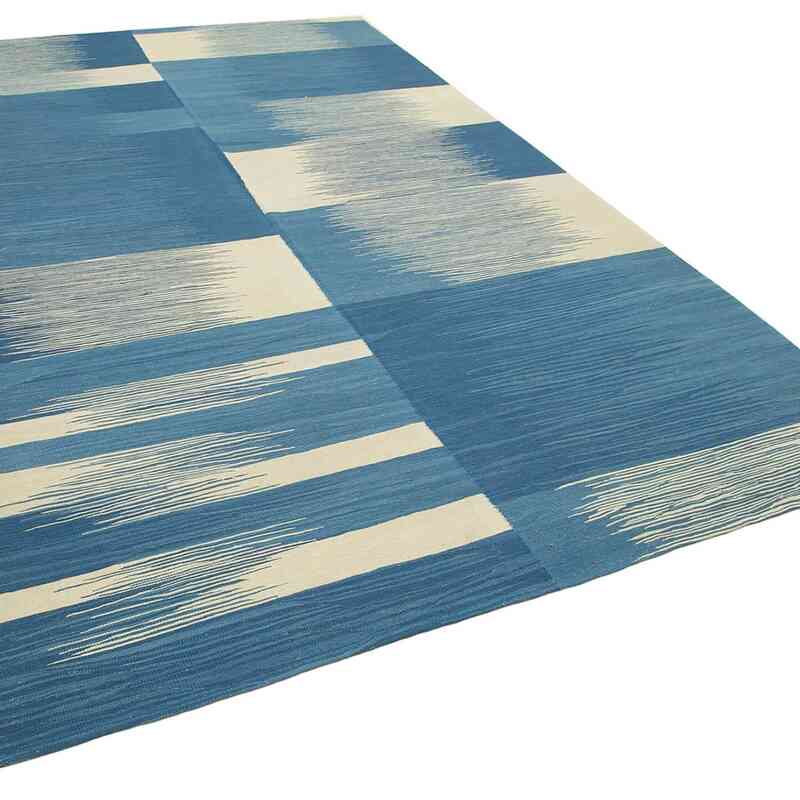Blue New Contemporary Handwoven Kilim Rug - 6' 10" x 10' 4" (82 in. x 124 in.) - K0039757