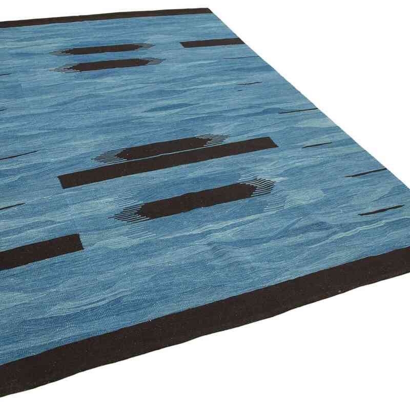 Blue New Contemporary Handwoven Kilim Rug - 5' 11" x 8' 4" (71 in. x 100 in.) - K0039764