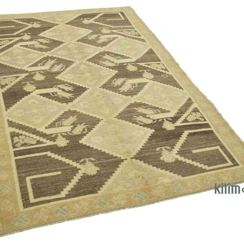 All Wool Hand-Knotted Vintage Turkish Rug - 4' 10" x 7' 5" (58" x 89") - K0039793