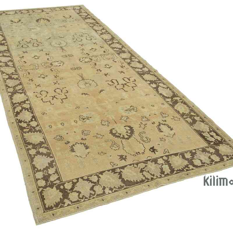 All Wool Hand-Knotted Vintage Turkish Rug - 4' 7" x 10' 9" (55 in. x 129 in.) - K0039797