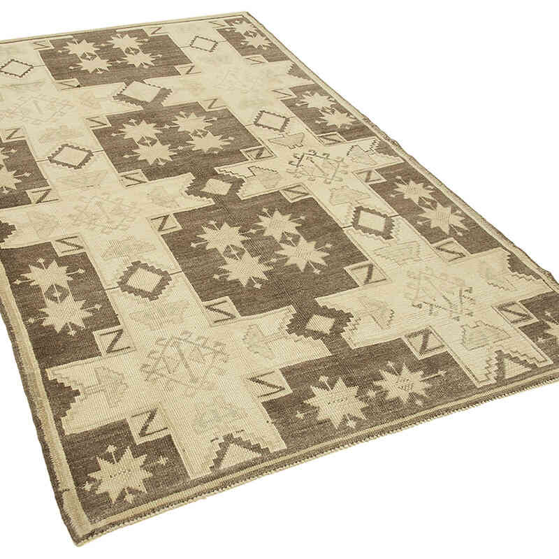All Wool Hand-Knotted Vintage Turkish Rug - 4' 6" x 7' 4" (54" x 88") - K0039831
