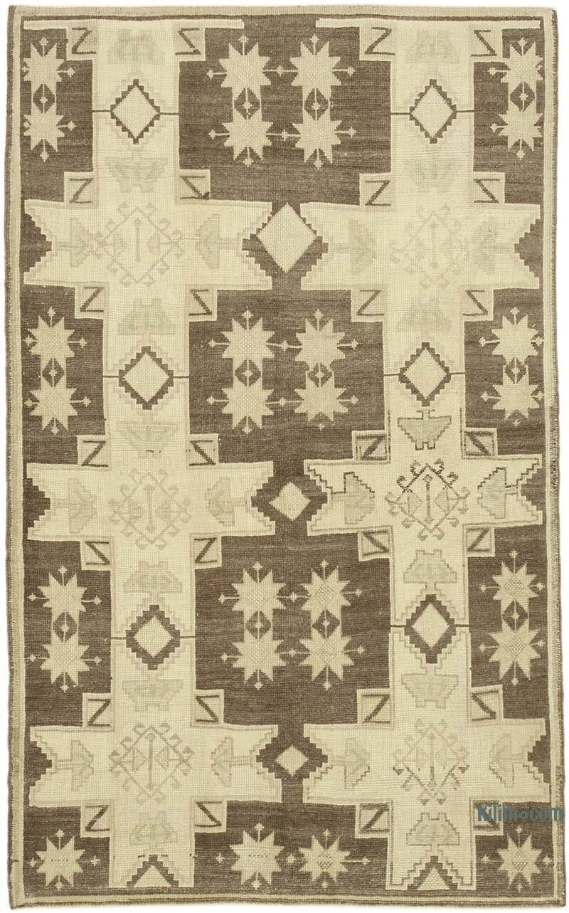 All Wool Hand-Knotted Vintage Turkish Rug - 4' 6" x 7' 4" (54" x 88") - K0039831