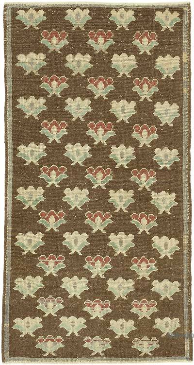 All Wool Hand-Knotted Vintage Turkish Rug - 2' 9" x 5' 3" (33 in. x 63 in.)