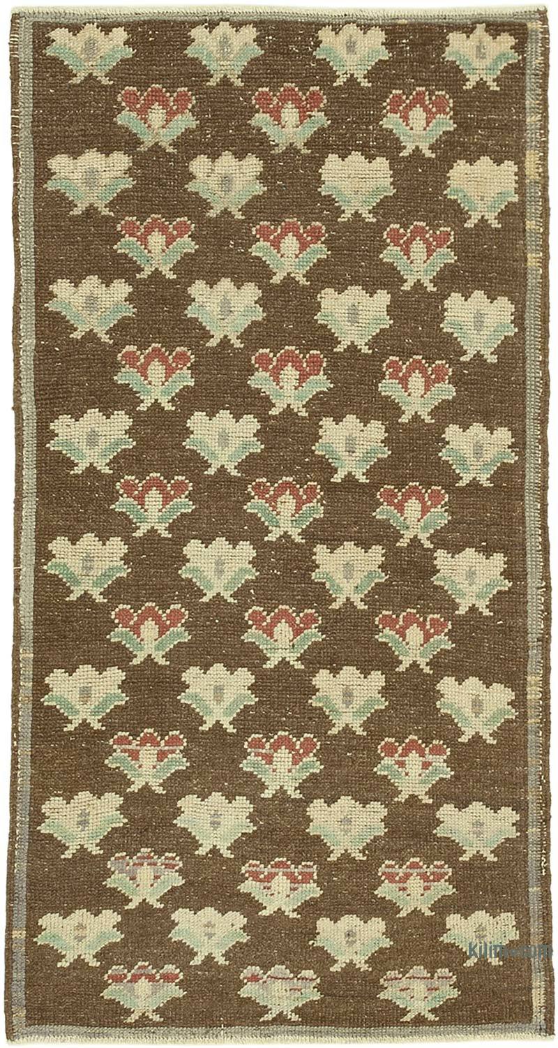 All Wool Hand-Knotted Vintage Turkish Rug - 2' 9" x 5' 3" (33 in. x 63 in.) - K0039869
