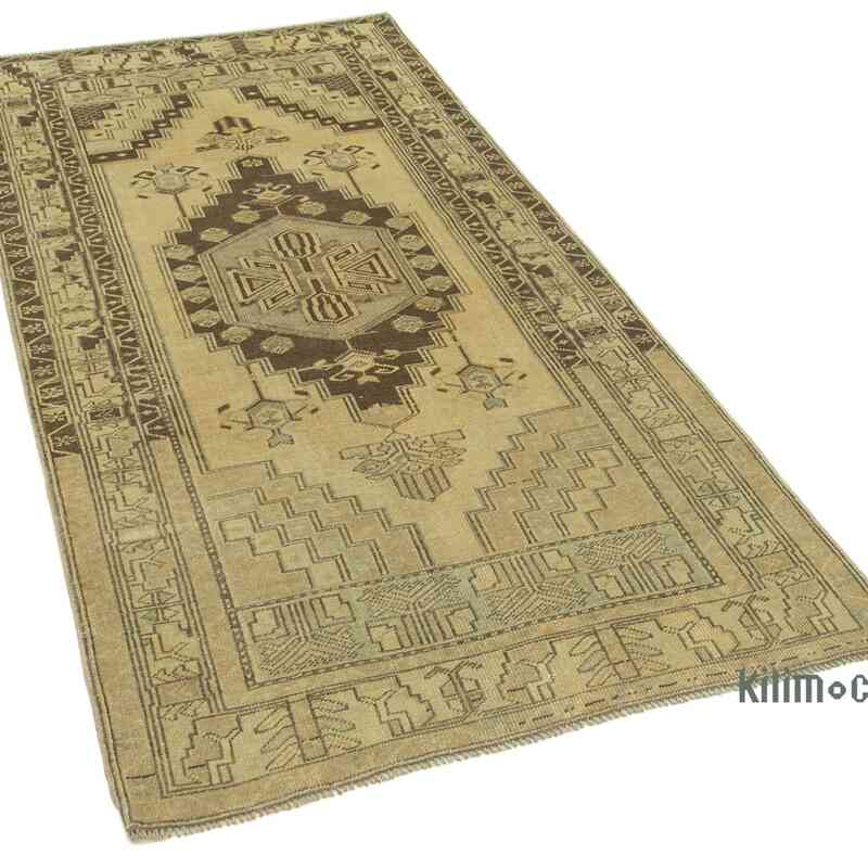 All Wool Hand-Knotted Vintage Turkish Rug - 3' 7" x 7' 1" (43 in. x 85 in.) - K0039871