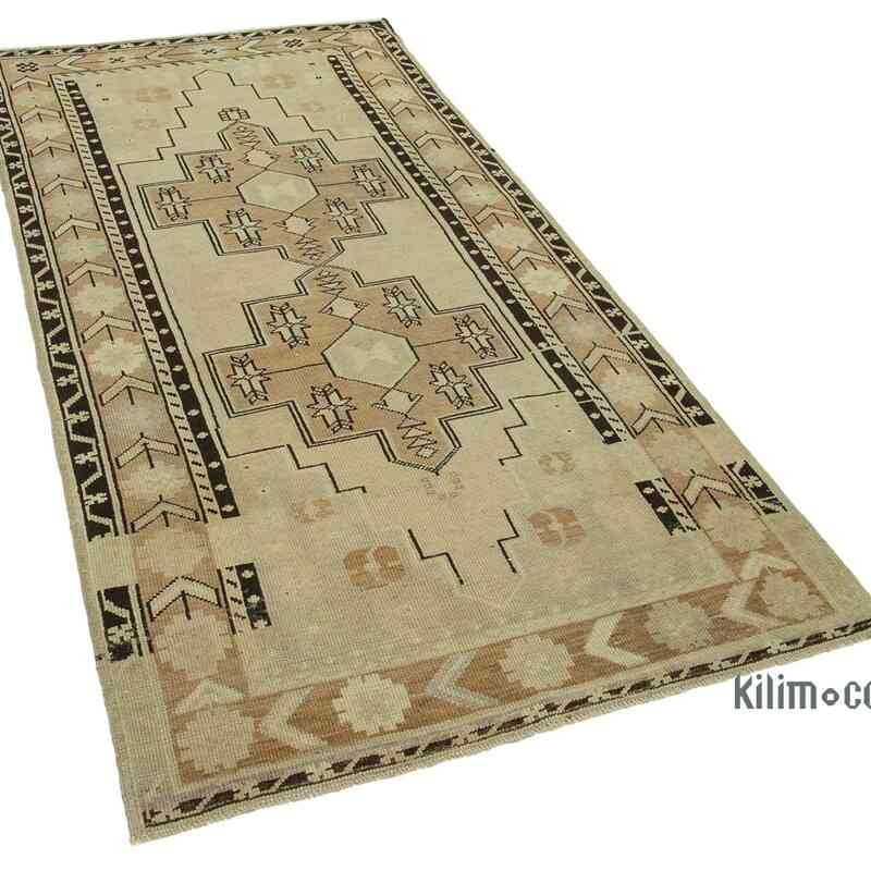 All Wool Hand-Knotted Vintage Turkish Rug - 3' 9" x 7' 5" (45 in. x 89 in.) - K0039886