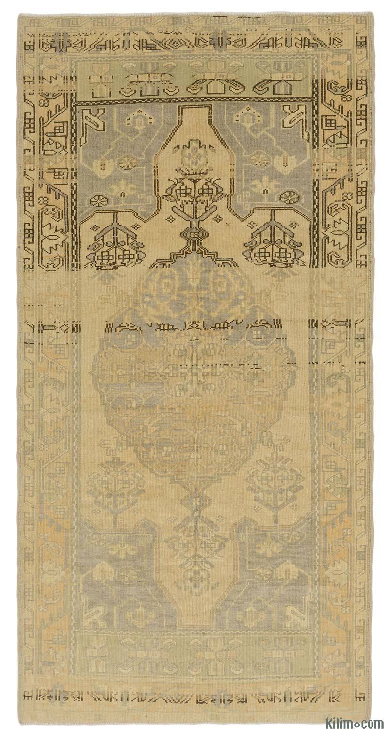 All Wool Hand-Knotted Vintage Turkish Rug - 3' 5" x 6' 11" (41 in. x 83 in.) - K0039899