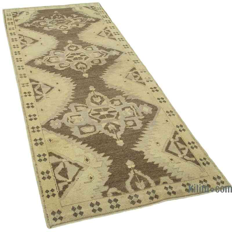 All Wool Hand-Knotted Vintage Turkish Rug - 3' 3" x 8' 3" (39 in. x 99 in.) - K0039913