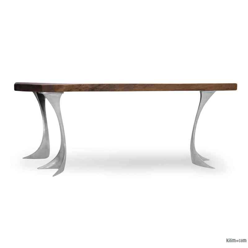Walnut Table with Sand Cast Aluminium Legs - K0040422