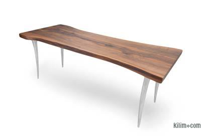 Walnut Table with Sand Cast Aluminium Legs