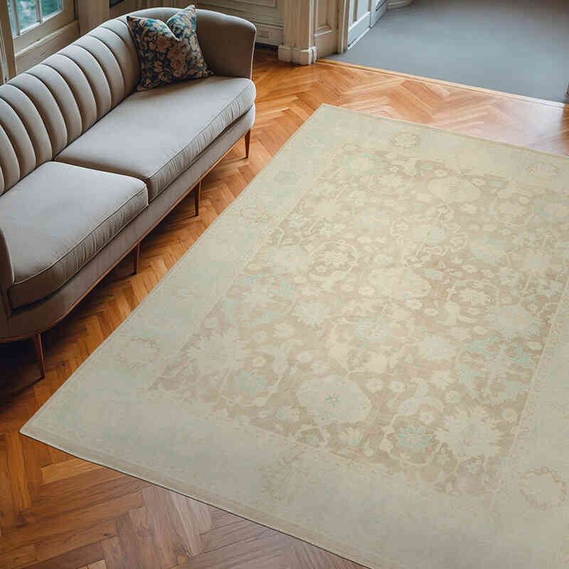 New Hand Knotted Wool Oushak Rug - 7' 11" x 10' 4" (95" x 124") - K0040552