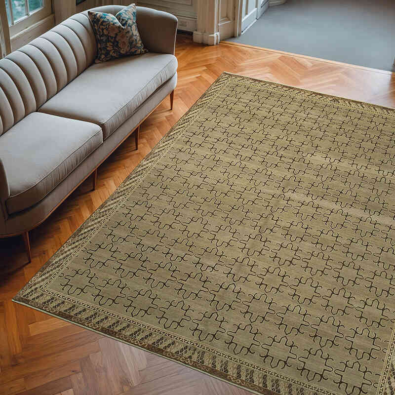 New Hand Knotted Wool Oushak Rug - 8'  x 10' 1" (96" x 121") - K0040582