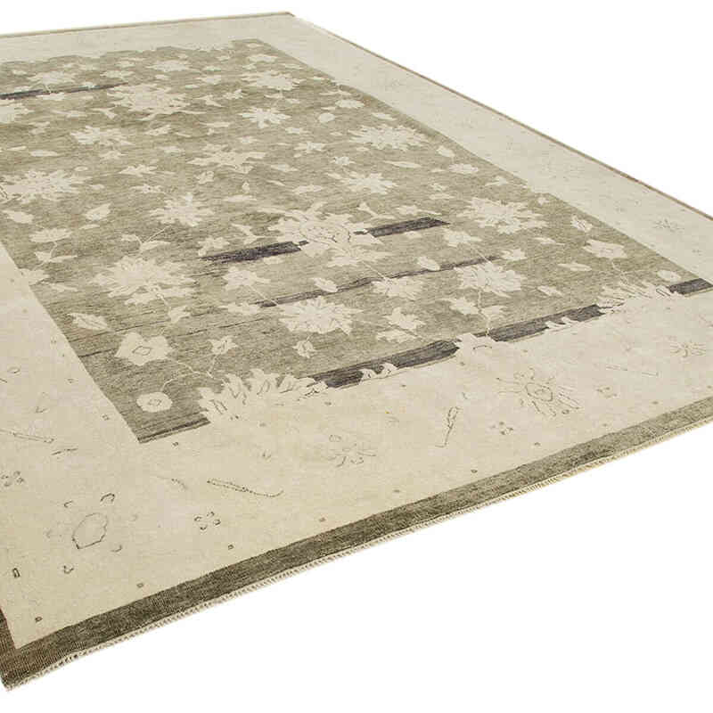 New Hand Knotted Wool Oushak Rug - 9' 4" x 13' 3" (112" x 159") - K0040612