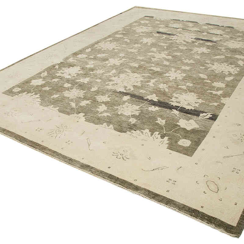 New Hand Knotted Wool Oushak Rug - 9' 4" x 13' 3" (112" x 159") - K0040612