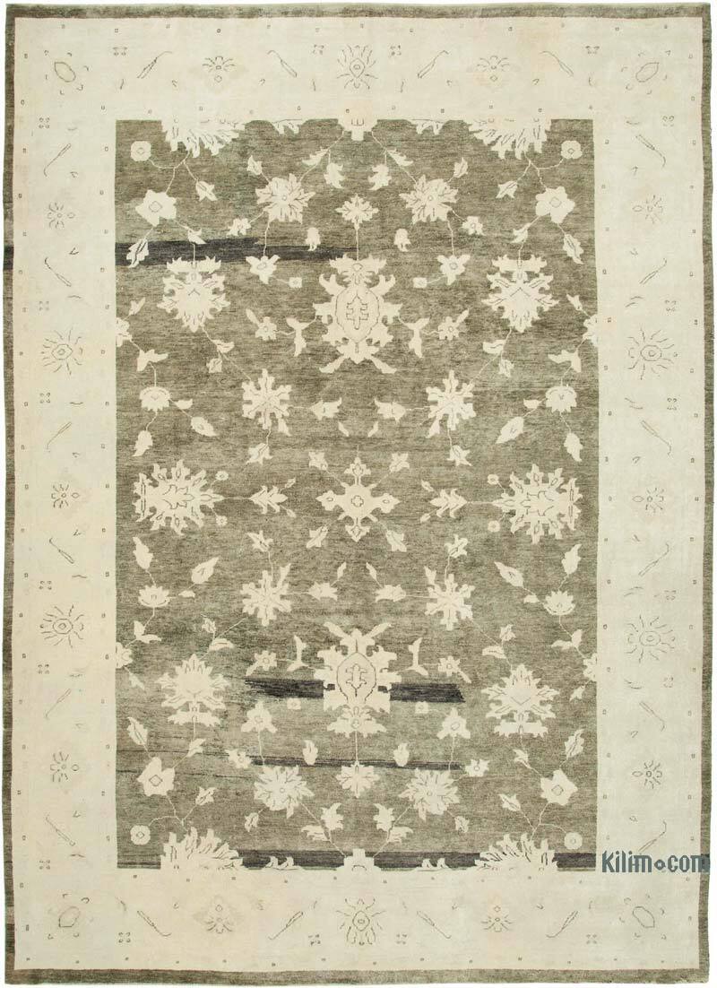 New Hand Knotted Wool Oushak Rug - 9' 4" x 13' 3" (112" x 159") - K0040612