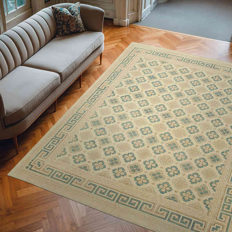 New Hand Knotted Wool Oushak Rug - 8'  x 9' 10" (96" x 118") - K0040620