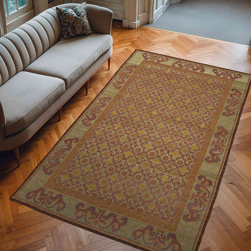 New Hand Knotted Wool Oushak Rug - 6'  x 9' 11" (72" x 119") - K0040623