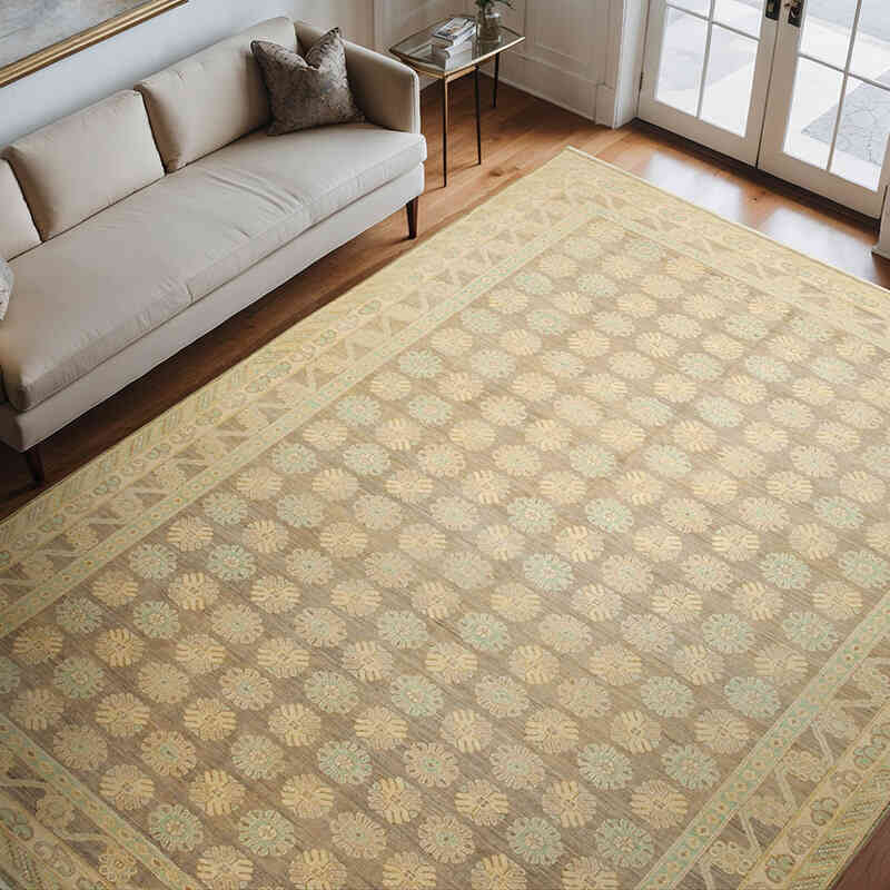 New Hand Knotted Wool Oushak Rug - 8' 10" x 11' 8" (106" x 140") - K0040624