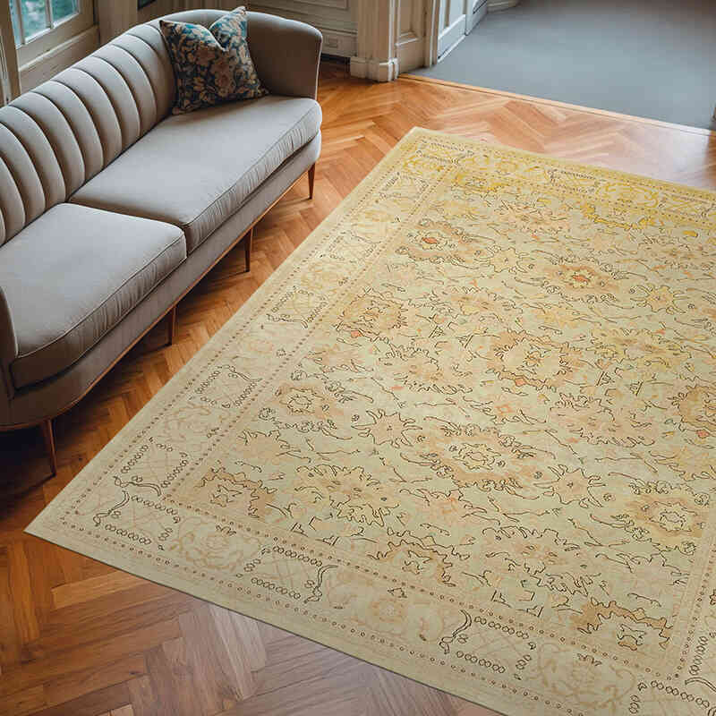 New Hand Knotted Wool Oushak Rug - 8' 2" x 9' 7" (98" x 115") - K0040742